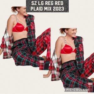 Victoria’s Secret pj set button down shirt pants Red Plaid Mix 2023 collection